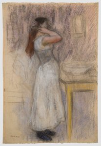 化粧をする若い女性 作： Pierre-Auguste Renoir