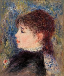 バラを持つ若い女性 作： Pierre-Auguste Renoir