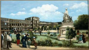 1871年の火災後のチュイルリー宮殿の廃墟、1880年頃（木に油彩）