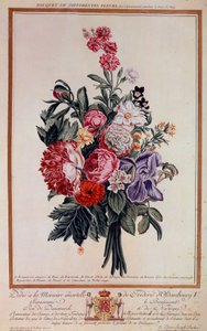 花の花束メランジピエールジョセフによるリトグラフ 作： Pierre Joseph Buchoz