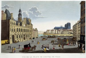 1820年頃のオテル・ド・ヴィル広場 - Courvoisierの「Vues de Paris」にて