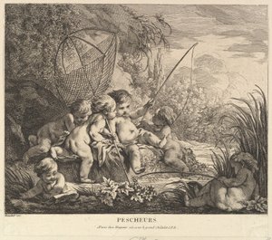 子供釣り、ca。 1738。 作： Pierre Alexandre Aveline