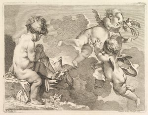 Three Loves、そのうちの1つは座って、矢筒を保持しています。1727-60。