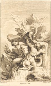 2 頭のトリトンと 1 頭の白鳥、1736 年以降。 作： Pierre Alexandre Aveline