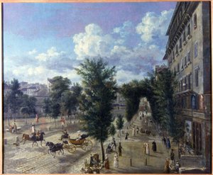 Boulevard des Capucines と城壁の下の通り