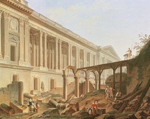 ホテルドゥブルボンの解体とルーヴル美術館の列柱、1764年頃