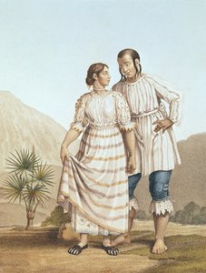 ミシェルブーケ（1807-90）によって刻まれた、アレクサンダーフォンフンボルト（1769-1859）による「新大陸の航海から地方の旅へ」のメキシコのインディアンコスチューム