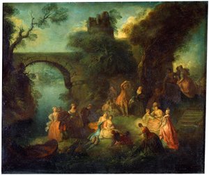 川で踊る、c1720-1730。 作： Pierre Antoine Quillard