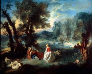 牧歌的なシーン、1730年代。 作： Pierre Antoine Quillard