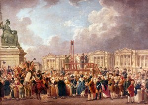フランス革命中のパリでのギロチンによる処刑、1790年代、1793～1807年 作： Pierre Antoine de Machy