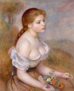 ひな菊を持つ少女 作： Pierre Auguste Renoir