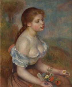 ヒナギクを持つ少女、1889年。 作： Pierre Auguste Renoir