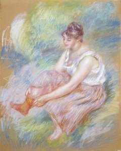 浴後、1890年頃（紙にパステル） 作： Pierre Auguste Renoir