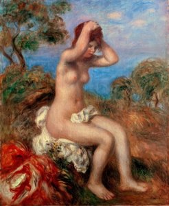 入浴少女 作： Pierre Auguste Renoir
