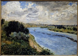 セーヌ川のバージ。ピエール・オーギュスト・ルノワール（1841-1919）の絵画 作： Pierre Auguste Renoir