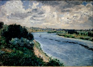 セーヌ川に浮かぶバージ船 作： Pierre Auguste Renoir