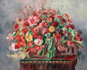 花のバスケット;花のバスケット、1890 作： Pierre Auguste Renoir