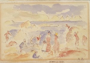 ビーチシーン、1883年。 作： Pierre Auguste Renoir