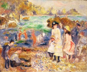 ビーチシーン、ガーンジー1883（キャンバスに油彩） 作： Pierre Auguste Renoir