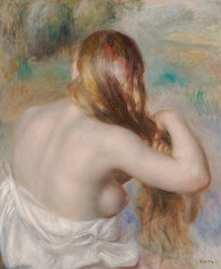 髪を編むブロンド 作： Pierre Auguste Renoir