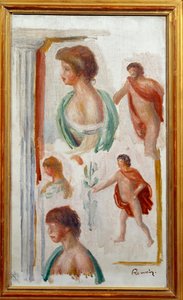 ピエールオーギュストルノワールによるアンティークの悲劇の水彩画のキャラクター 作： Pierre Auguste Renoir