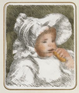 ビスケットを持つ子供、c.1888-89 作： Pierre Auguste Renoir