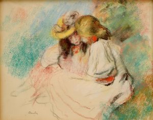 読んで二人の少女 作： Pierre Auguste Renoir