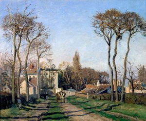 「ヴォワザンの村への入り口、イヴリーヌ」、1872年。 作： Pierre Auguste Renoir