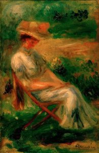 庭に座っている女性 作： Pierre Auguste Renoir