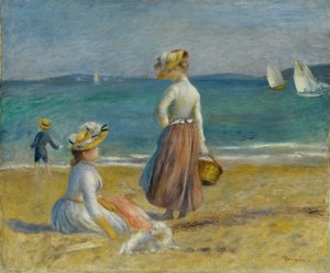 浜辺の数字、1890。 作： Pierre Auguste Renoir