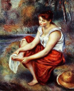 足を拭く女の子 作： Pierre Auguste Renoir