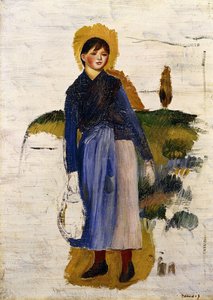 赤いストッキングの少女1886 作： Pierre Auguste Renoir