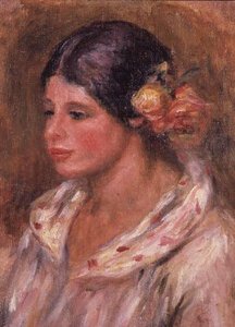 髪の毛にバラの花をつけた女の子 作： Pierre Auguste Renoir
