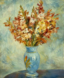 青い花瓶のグラジオラス;青い花瓶のあるグラウル、1884 作： Pierre Auguste Renoir