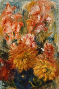 青い花瓶のグラジオラス;青い花瓶のグラジオラス、 作： Pierre Auguste Renoir
