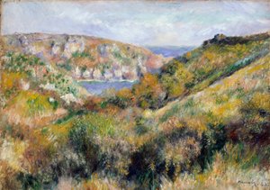 1883年、ガーンジーのムーランユエ湾周辺の丘 作： Pierre Auguste Renoir