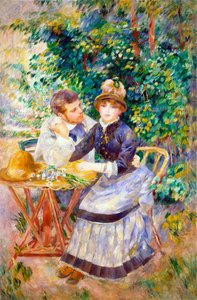 庭で、1885。 作： Pierre Auguste Renoir