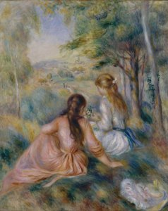 牧草地で、1888-92。 作： Pierre Auguste Renoir