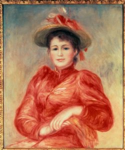 赤い胴着を持つ若い女 作： Pierre Auguste Renoir