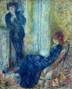 会話。リビエールとマーゴット。暖炉の隅に 作： Pierre Auguste Renoir