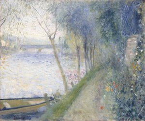 セーヌ川のほとりにあるポンダルジャントゥイユのある風景 作： Pierre Auguste Renoir