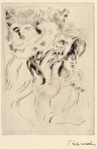 Le Chapeau Epignele、帽子を留める、c1894。 作： Pierre Auguste Renoir