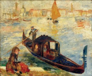 大運河、ヴェネツィア（ゴンドラ） 作： Pierre Auguste Renoir
