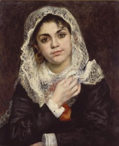 白いショールに身を包む、1872年頃 作： Pierre Auguste Renoir