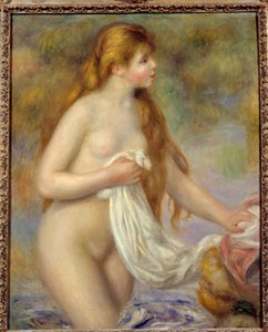 ピエール・オーギュスト・ルノワール（1841-1919）の「長髪の浴女」の絵 作： Pierre Auguste Renoir