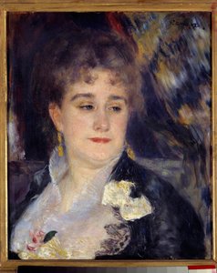 ジョルジュ・シャルパンティエ夫人」 ピエール・オーギュスト・ルノワール（1841-1919）の絵画 1876年～1877年 0,46 x 0,38 m パリ、オルセー美術館 - 「ジョルジュ・シャルパンティエ夫人の肖像」 ピエール・オーギュスト・ルノワール（1841-1919）の絵画 作： Pierre Auguste Renoir
