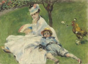 モネ夫人と息子、1874年 作： Pierre Auguste Renoir