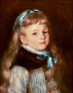 ブルーリボン付きマドモアゼルグリンプレル 作： Pierre Auguste Renoir