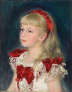 赤いリボンのマドモアゼルグリンプレル、1880年 作： Pierre Auguste Renoir