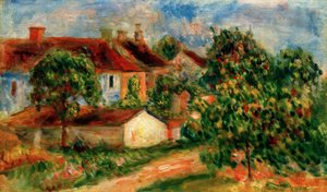村の家、赤い屋根 作： Pierre Auguste Renoir